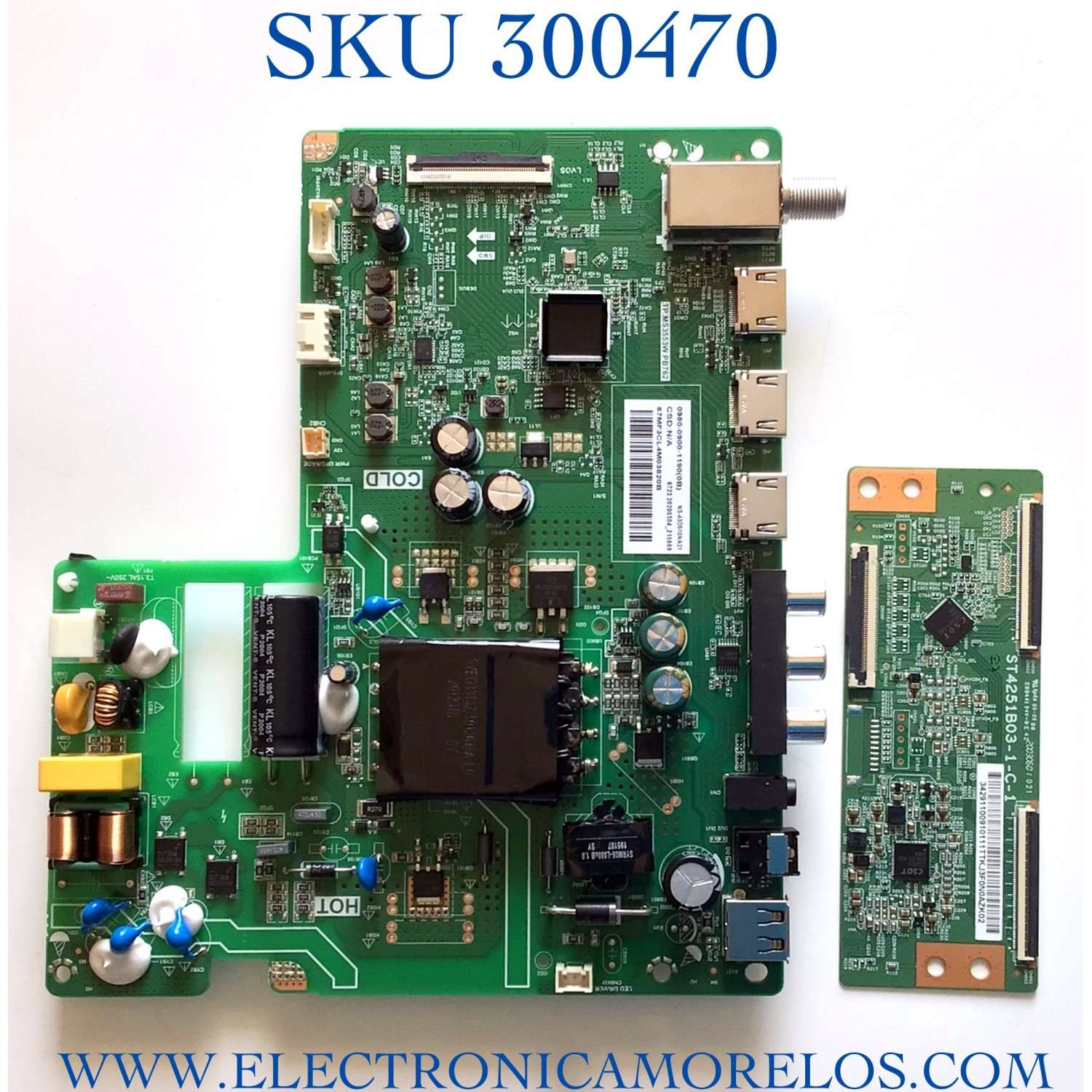 KIT DE TARJETAS PARA TV INSIGNIA 0980-0900-1190 / TP.MS3553W.PB762 / 65MF3CL4M03820B / T-CON 3429110091 / ST4251B03-1-C-1 / MODELO NS-43D510NA21